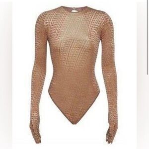 SKIMS BURNOUT GLOVE BODYSUIT VELVET LOGO CHAI SZ 4X